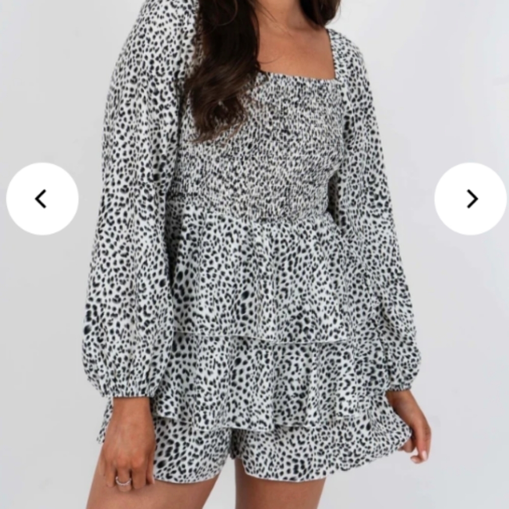 Simplee Plus Step Into Romper Abstract Animal Print 3X
